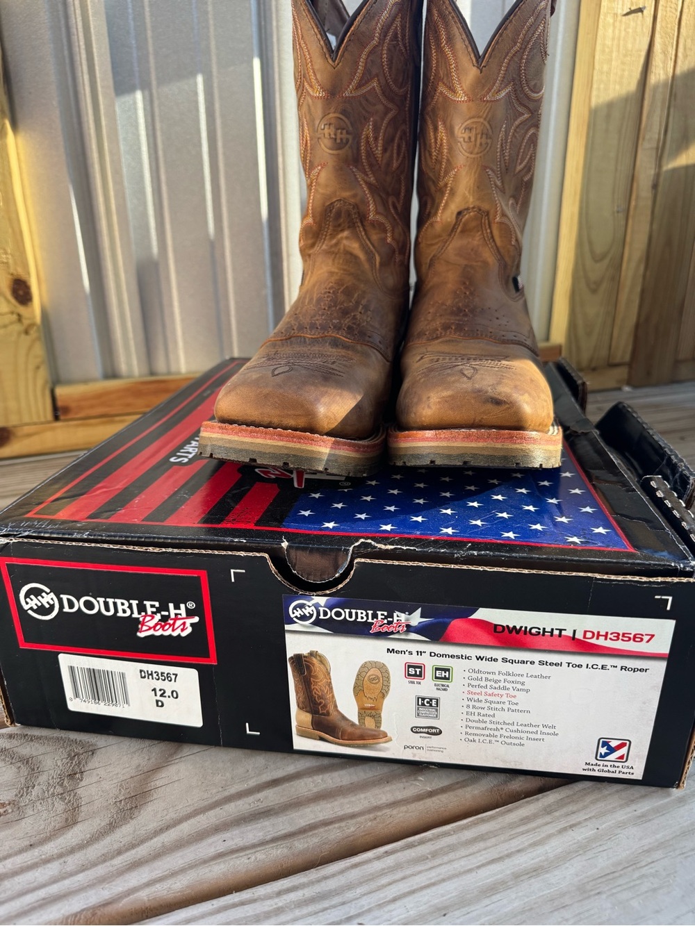 Double H Brown Leather Western Work Boots